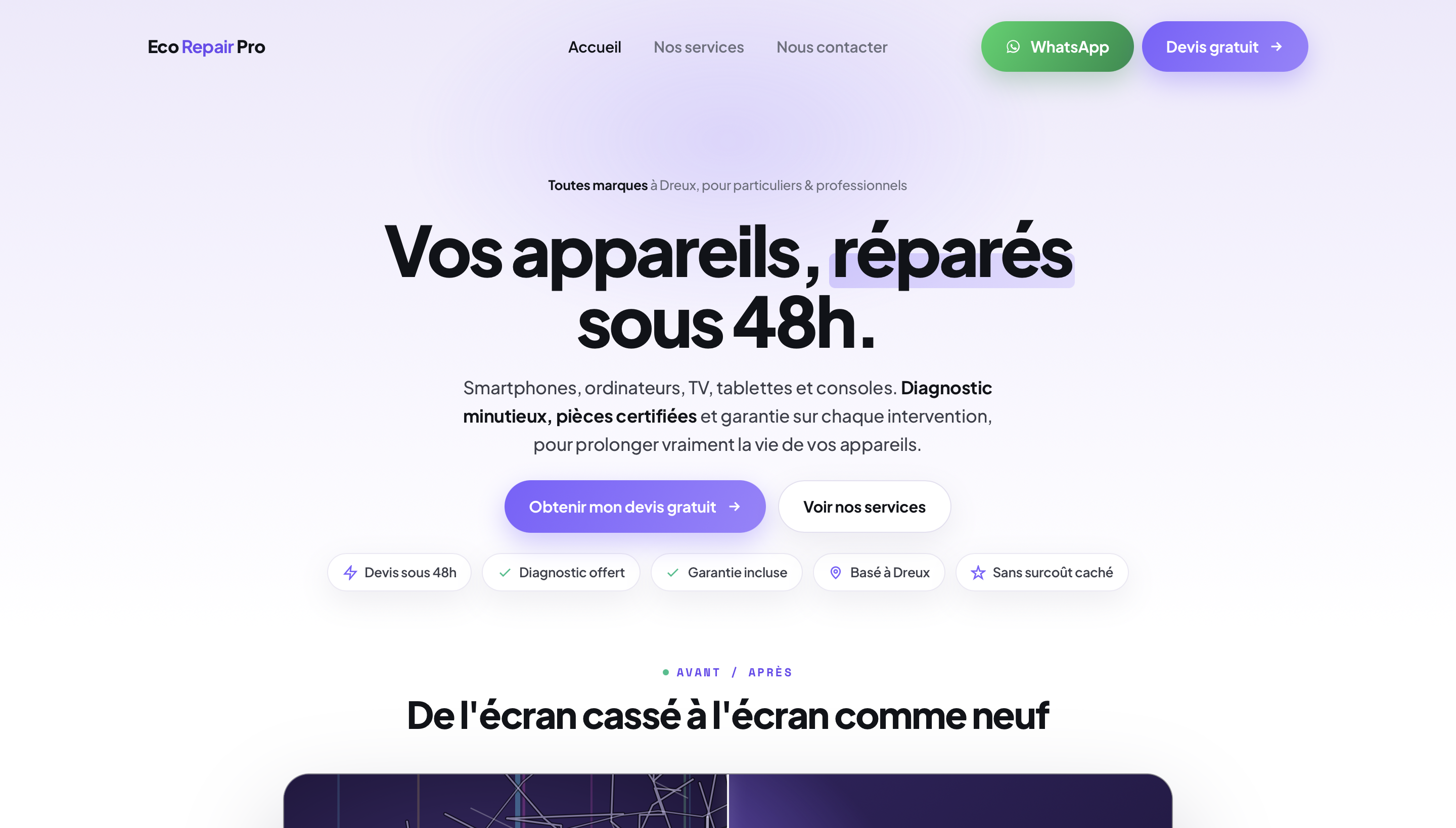 Site Eco Repair Pro, réalisé par GADE Agency