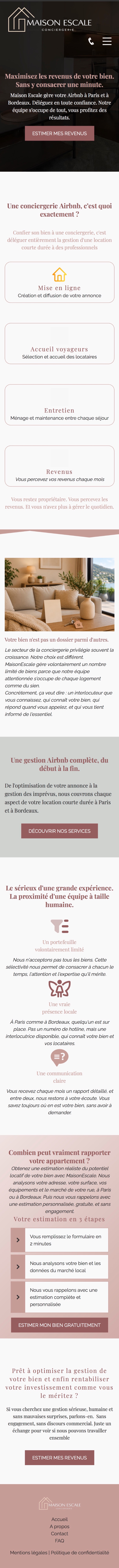 Site Maison Escale avant refonte par GADE Agency