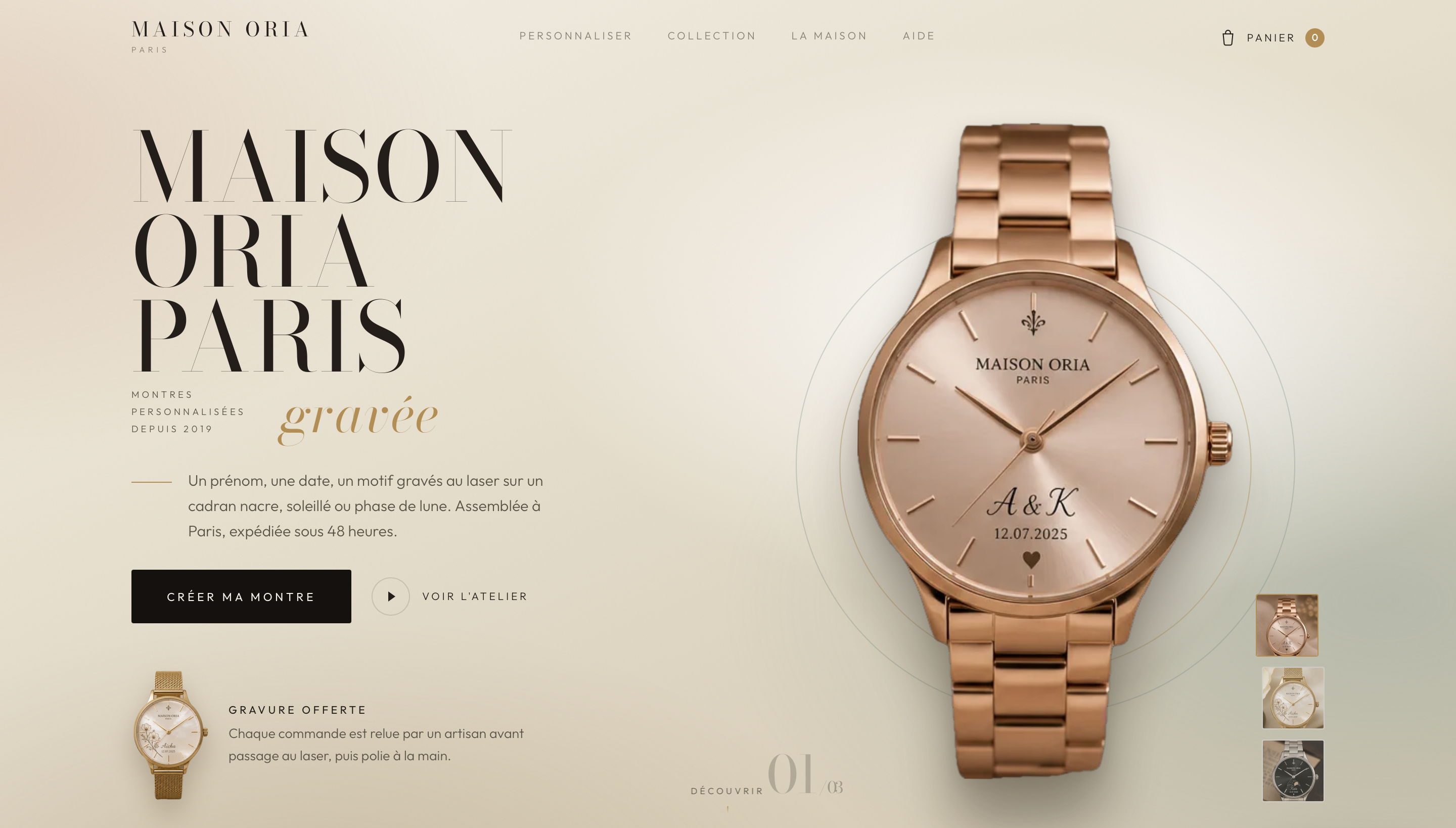 Site e-commerce Maison Oria Paris, réalisé par GADE Agency