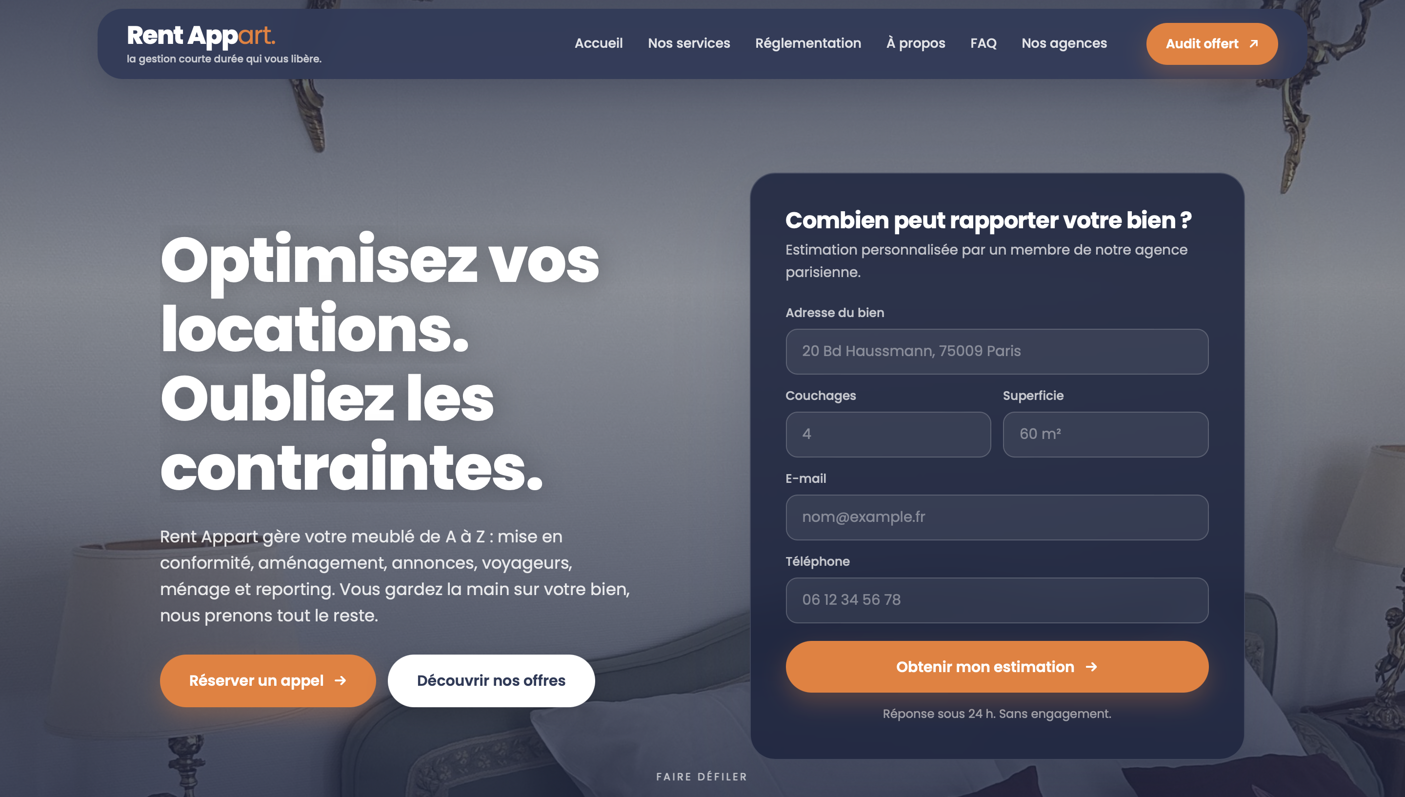Site Rent Appart, réalisé par GADE Agency
