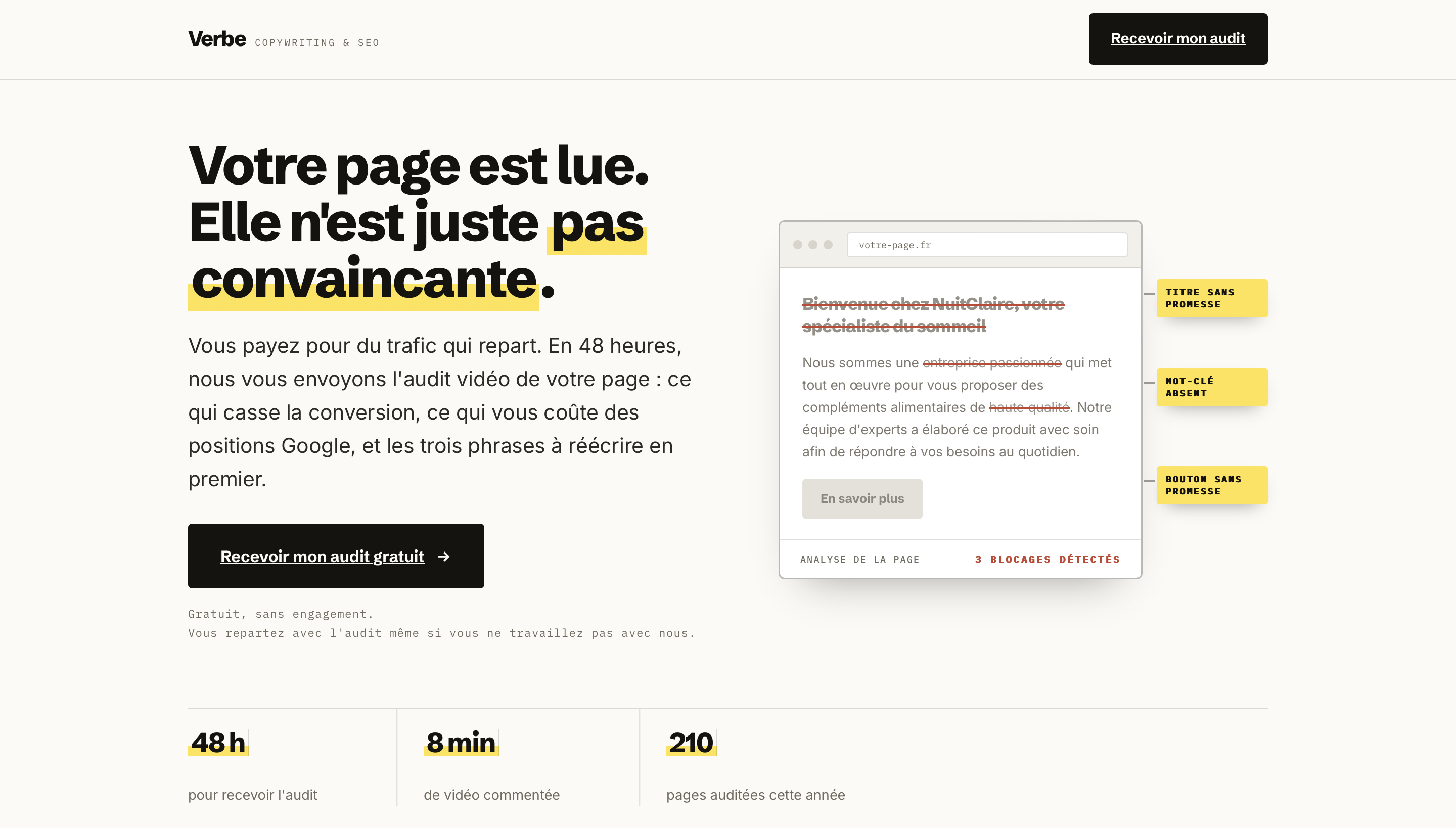 Landing page Verbe, réalisée par GADE Agency